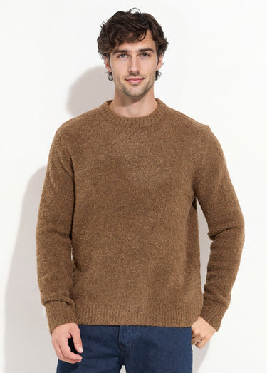 Pull col rond chaud avec de la laine Marron