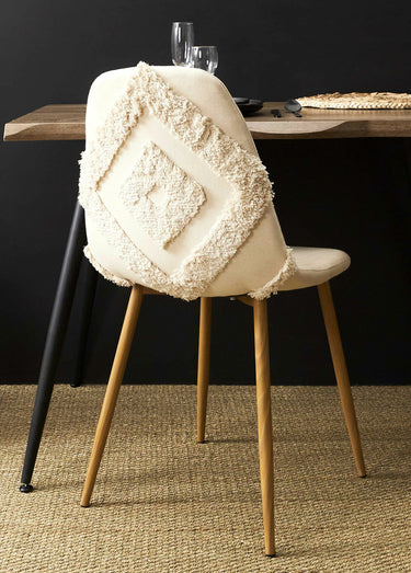 Chaises bouclette avec dossier losanges Beige/Marron