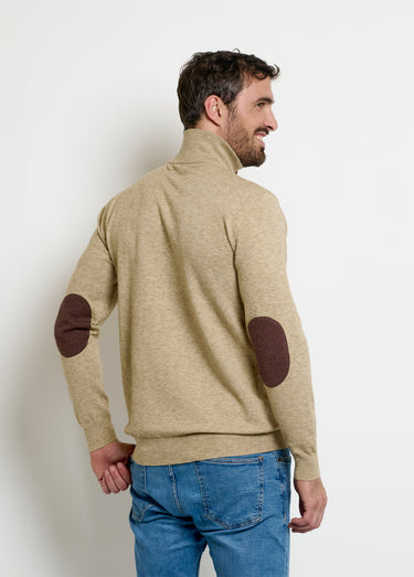 Pull col camionneur détails contrastants Beige
