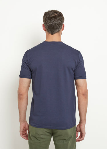 T-shirt col rond épais effet nid d'abeille Marine
