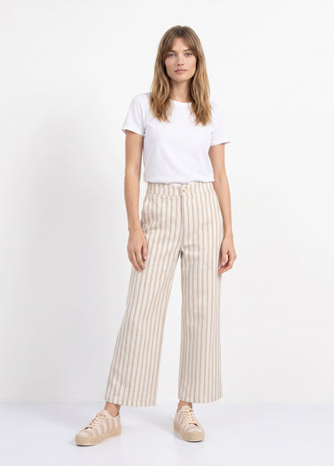 Pantalon large, rayures  métallisées Beige/Ecru