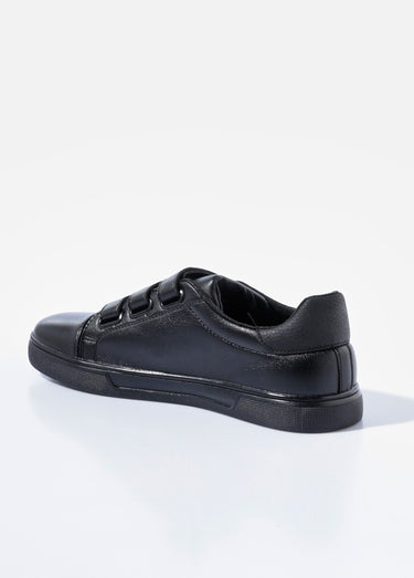 Baskets casual à scratchs en simili cuir Noir