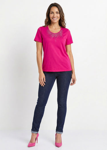 T-shirt court manches courtes Fuchsia