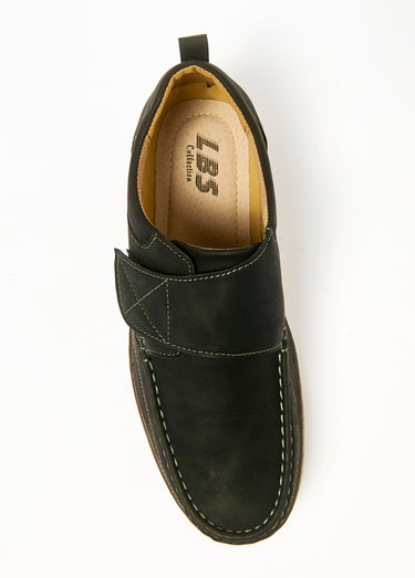 Chaussures bateau avec bande scratchée Noir