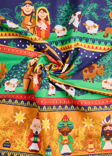 Coupon tissu crèche de Noël 0,5m x 1,45m Imp Creche