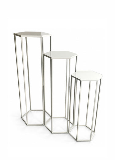 Set 3 Sellettes gigognes design en métal Blanc