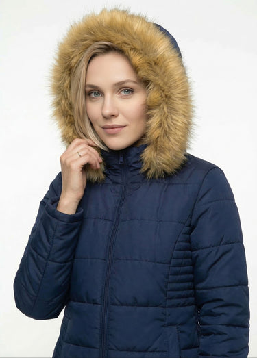 Parka matelassée avec capuche fourrure Marine