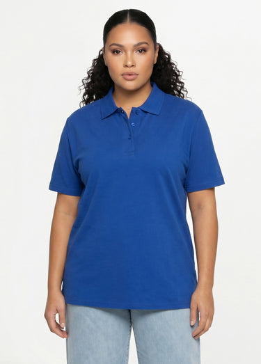 T-shirt maille piquée coton col polo Bleu Dur