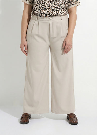 Pantalon en twill léger coupe large Ecru