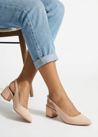 Escarpins slingback vernis pointus Nude verni