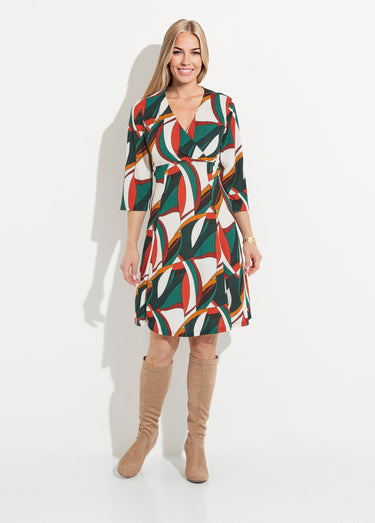 Robe cache-coeur col V imprimé graphique Imprime Vert