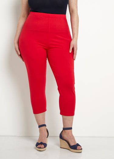 Legging court taille élastiquée coton Uni Capucine