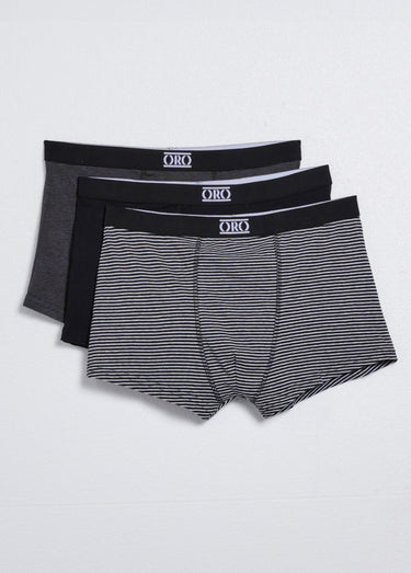 Boxers assortis unis et rayés en coton Raye Noir