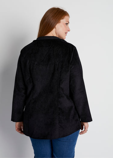Veste surchemise velours milleraies col tailleur Noir