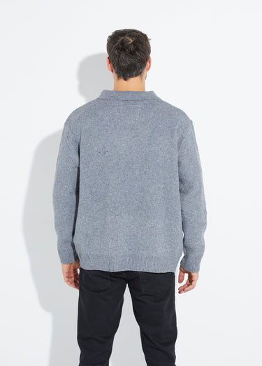 Pull en maille avec col polo Gris