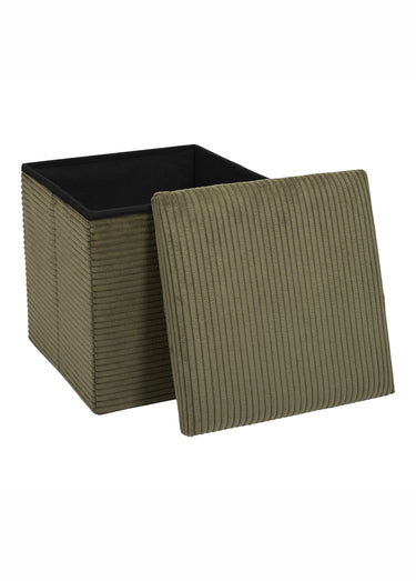 Pouf coffre pliable carré velours SCOTT Vert