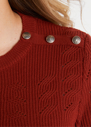 Pull ajouré maille côtelée col rond Epice