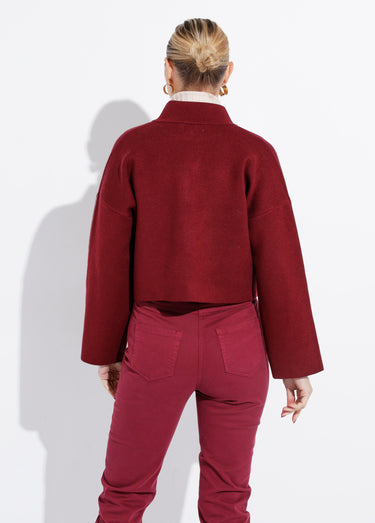 Pull court avec col montant zippé Bordeaux