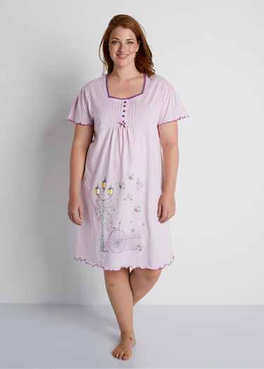 Chemise de nuit coton dentelle Parme