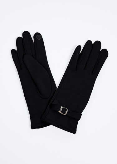 Gants tactiles en tissu velouté Noir