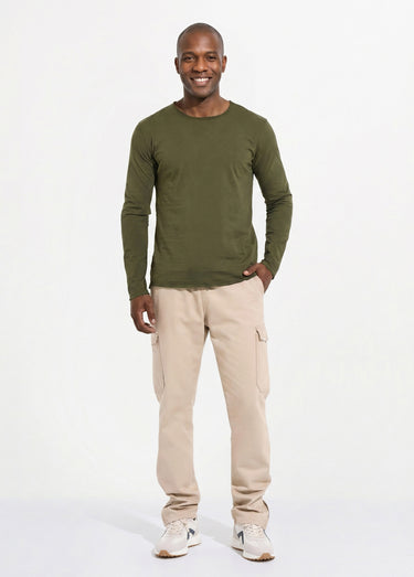T-shirt col rond détails aspect brut Vert
