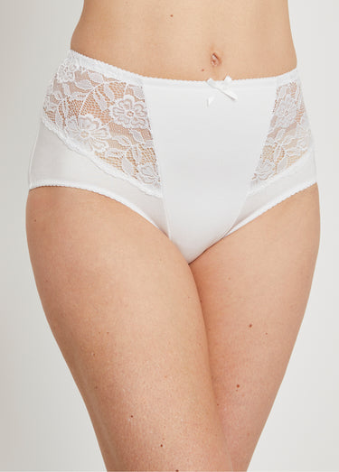 Culotte gainante maille microfibre et dentelle Blanc