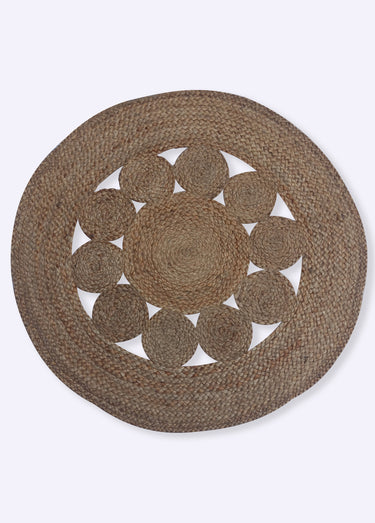 Tapis en jute ajourée forme ronde Naturel