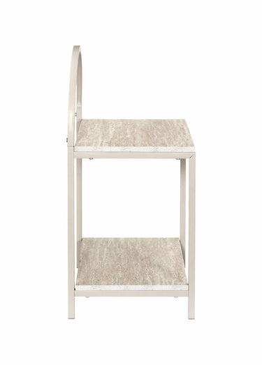 Table de chevet arche en métal clair Blanc/Beige