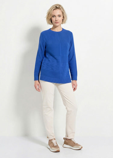 Pull-tunique col rond manches longues Bleu