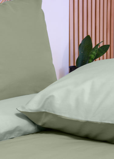 Parure housse de couette bicolore, coton Saule