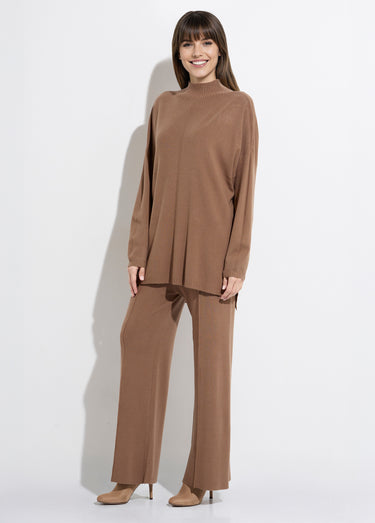 Ensemble en maille tunique + pantalon Camel