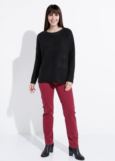 Pull maille mousseuse encolure bateau Noir
