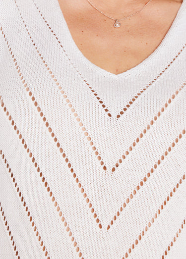 Pull débardeur fin ajouré coton Blanc