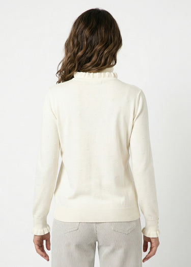 Pull col montant plissé maille plumetis Beige