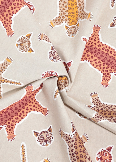 Coupon déco aspect lin, panthère 3x1,4m Imprime Leopard