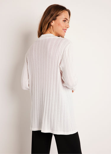 Gilet long droit Ecru