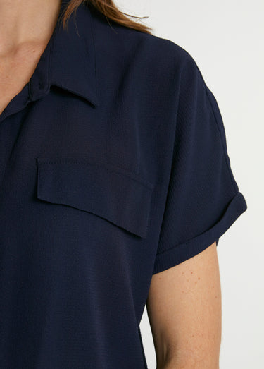 Combi-pantalon unie taille élastiquée Uni Marine