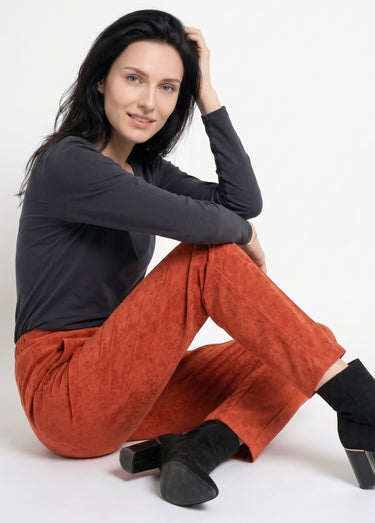 Pantalon droit taille élastiquée velours milleraies Epice