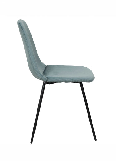Set 4 Chaises velours cotelé, pieds métal Bleu Canard