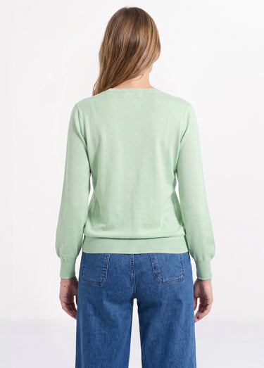 Pull laine mérinos manches longues Vert Nil