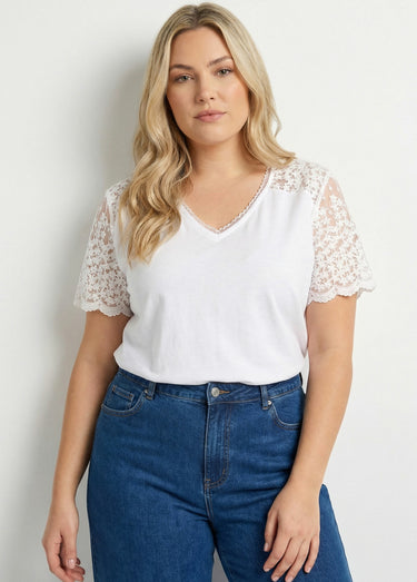 Blouse dos en dentelle + détail goutte Blanc