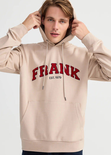 Sweat shirt à capuche, logo bouclette Beige