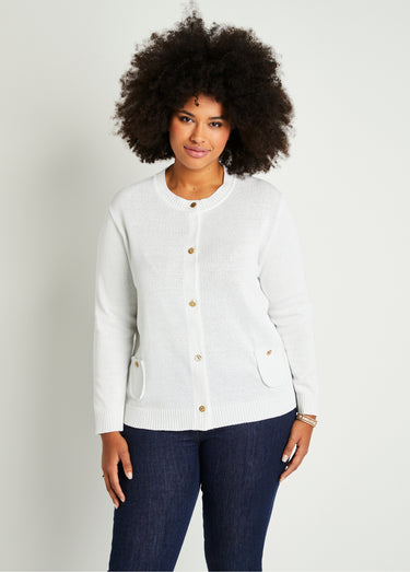 Gilet cardigan court boutonné Blanc