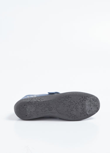 Ballerines scratchées confort en cuir Bleu