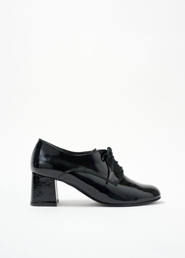 Derbies lacés à talons en cuir verni Vernis Noir