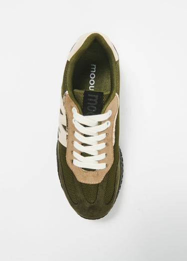 Baskets tendance semelle épaisse lacets Kaki
