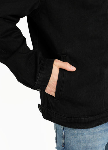 Blouson en jean zippé, cœur poitrine Noir