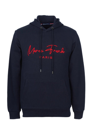 Sweat à capuche molletonné, poche kangourou Marine