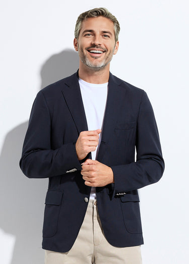 Veste blazer légère laine aspect natté Marine