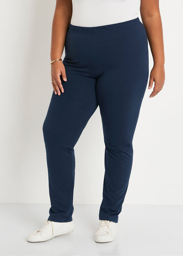 Legging coton stretch taille élastiquée Marine